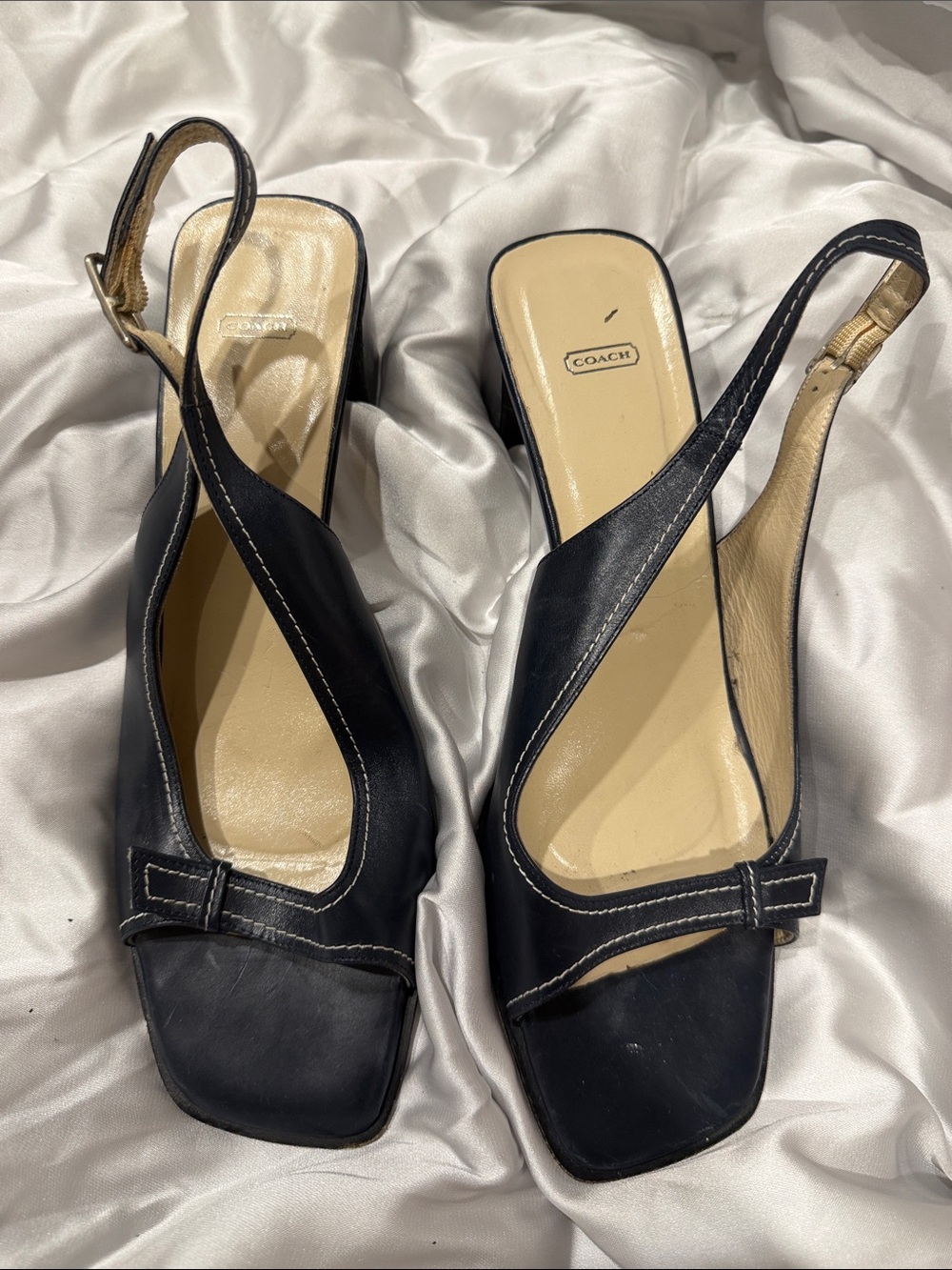 COACH Black Leather Slingback Heels Y2K